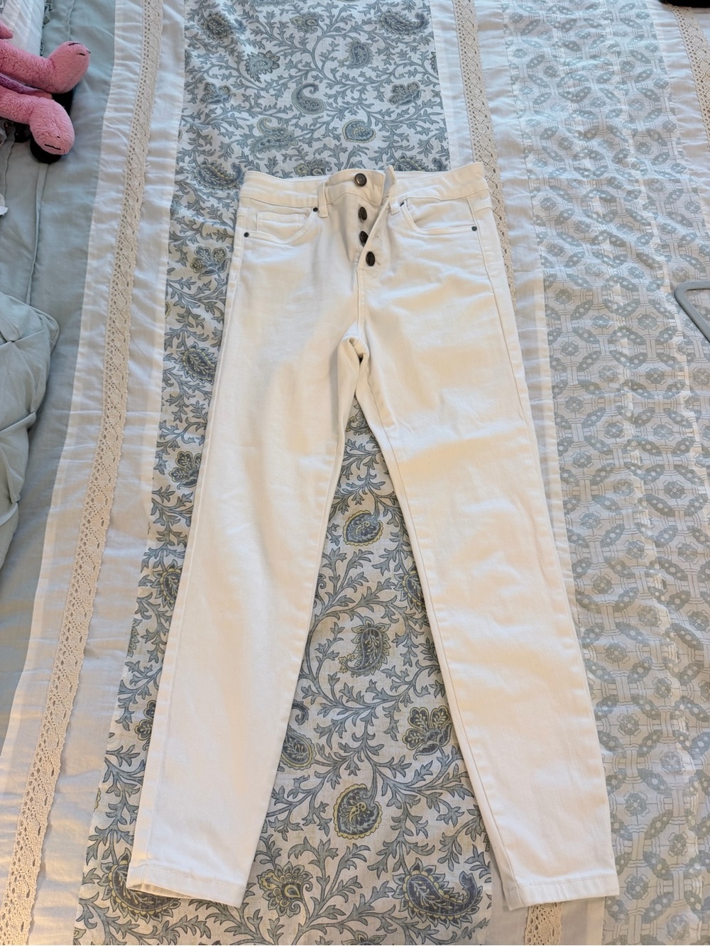 Grace & Lace White Skinny Button-Fly Jeans
